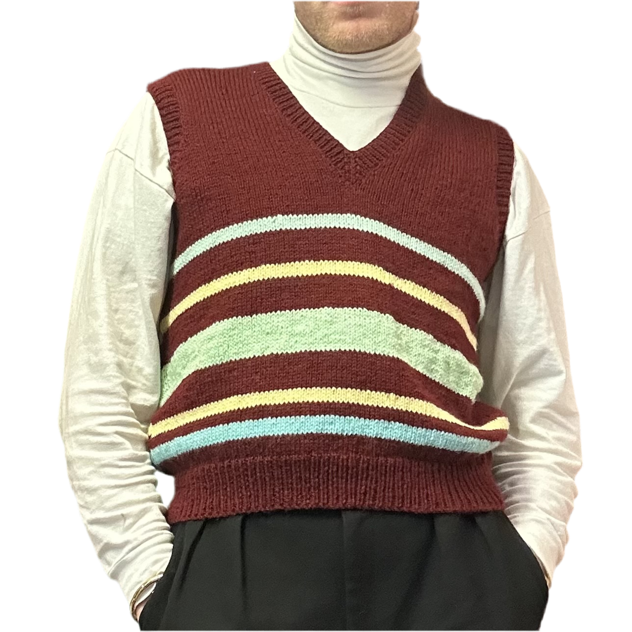 Hand Knitted Stripe Tank Top Men’s M