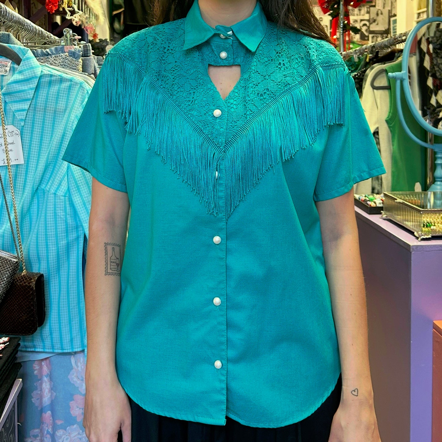 1980’s Fringe Western Blouse UK 14