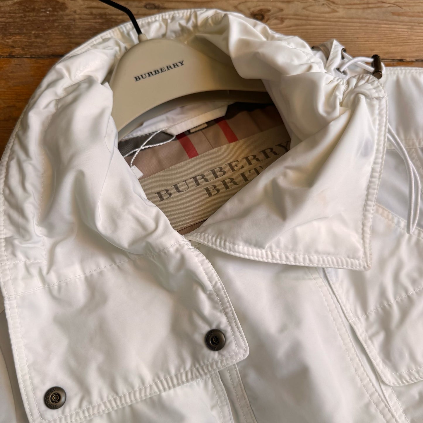 Burberry Brit White Belted Waterproof Jacket UK 14