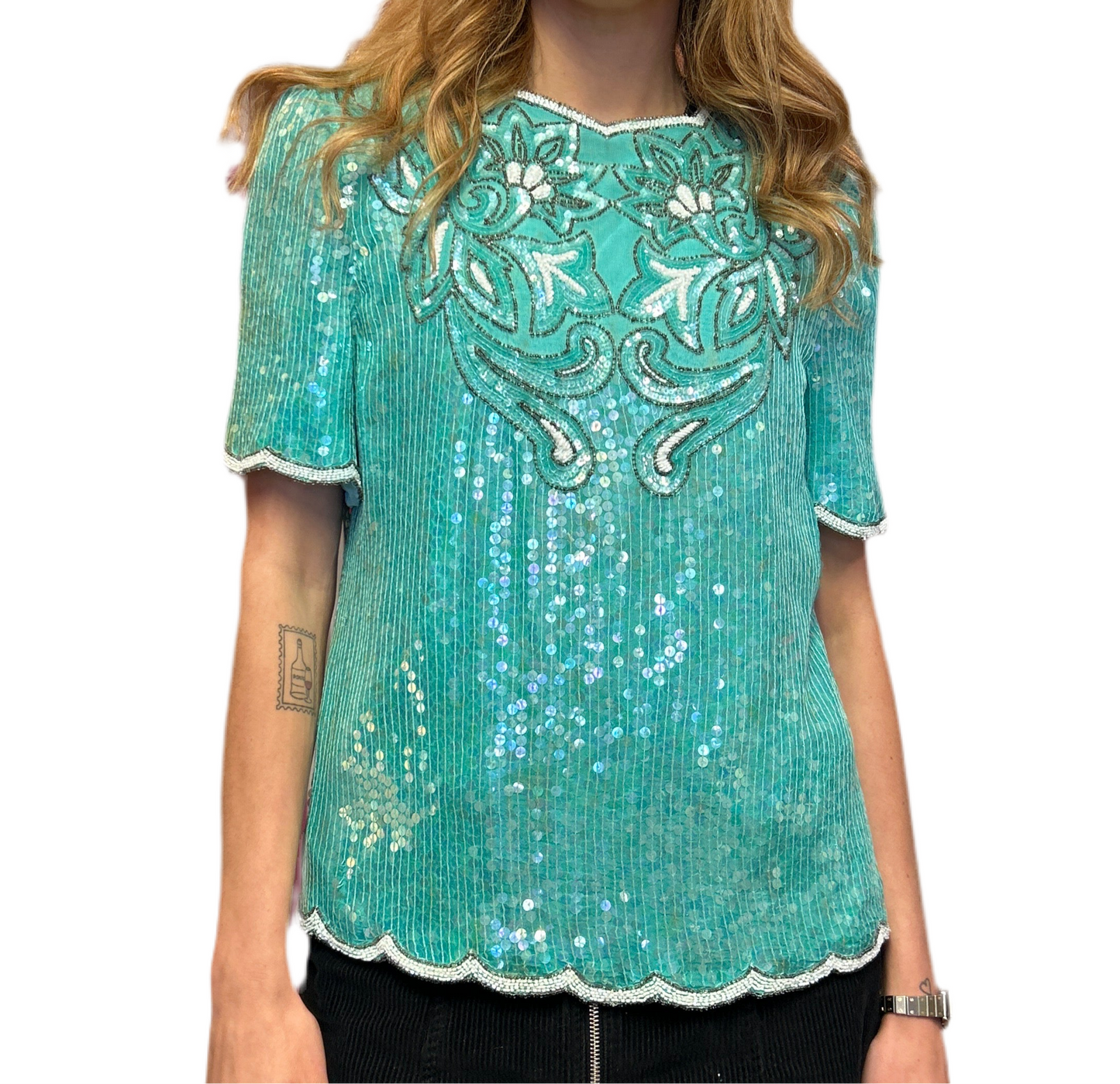 1980’s Silk Sequin Blouse UK 12