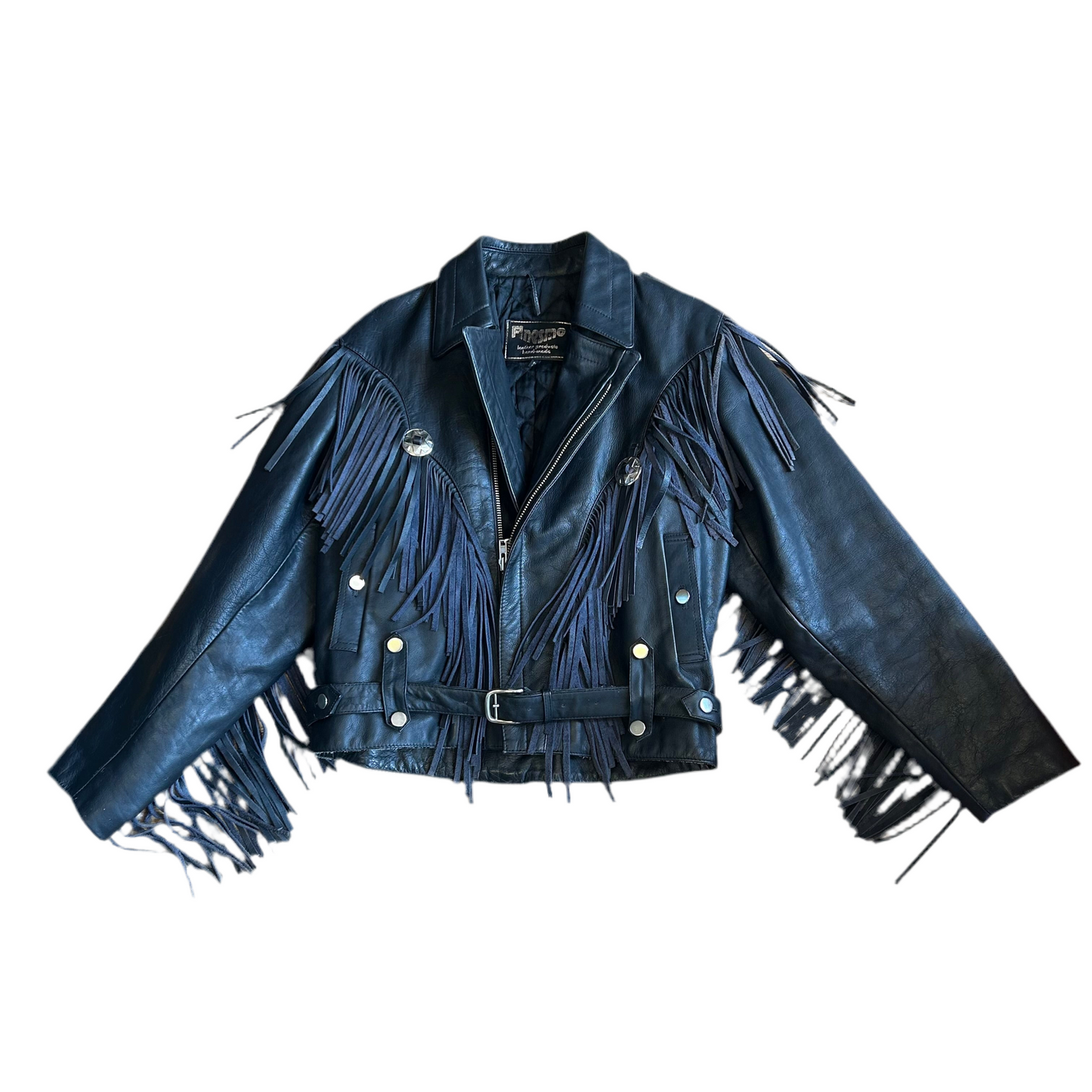 1980’s Finesmo Leather Fringe Biker Jacket Men’s M