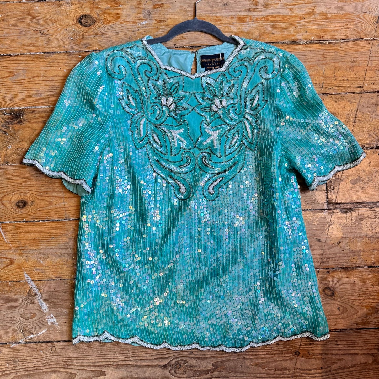 1980’s Silk Sequin Blouse UK 12