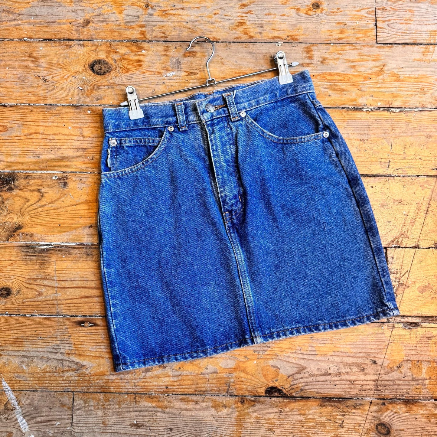 1990’s Staggers Washed Denim Mini Skirt UK 10