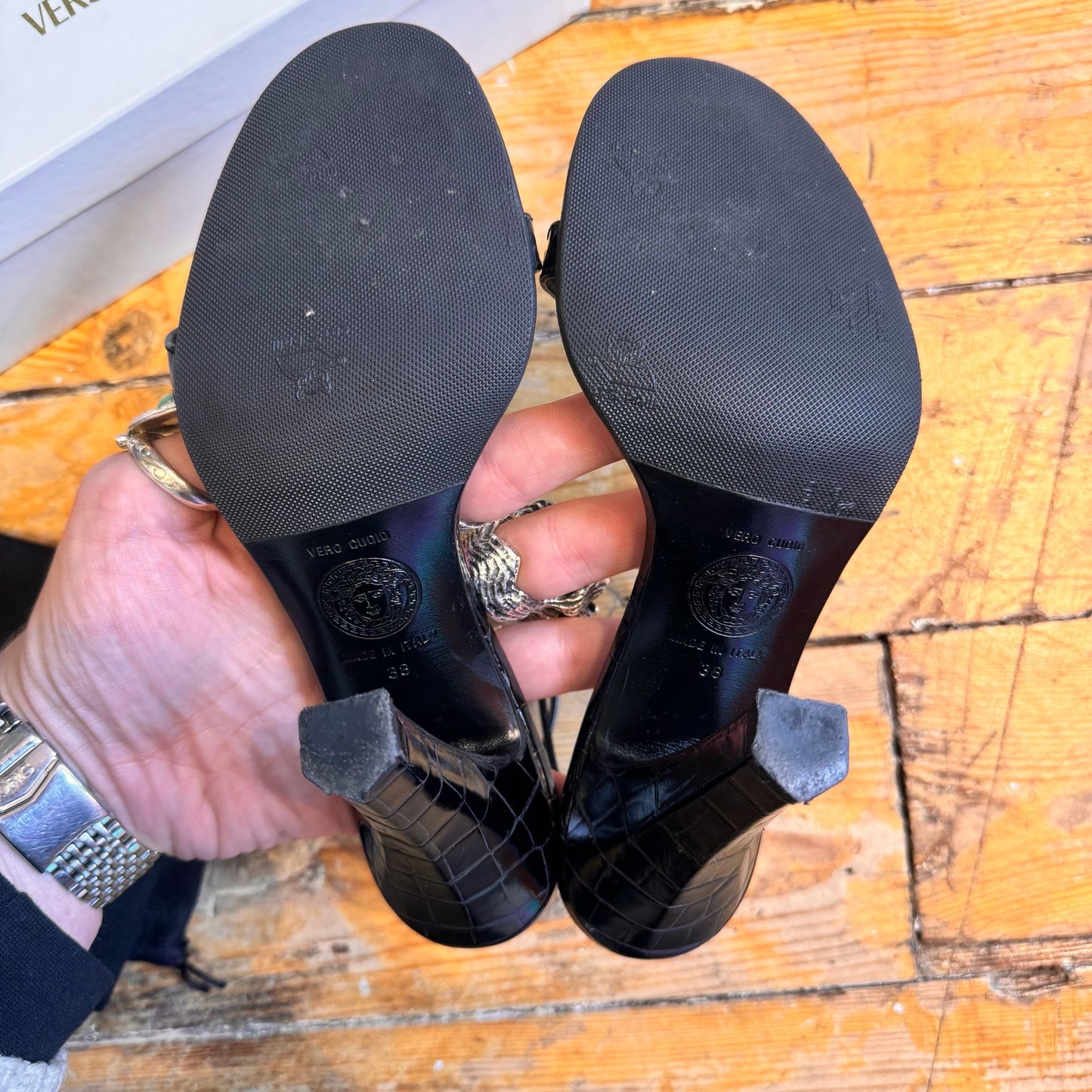 1990’s Gianni Versace Studded Croc Sandals UK 5
