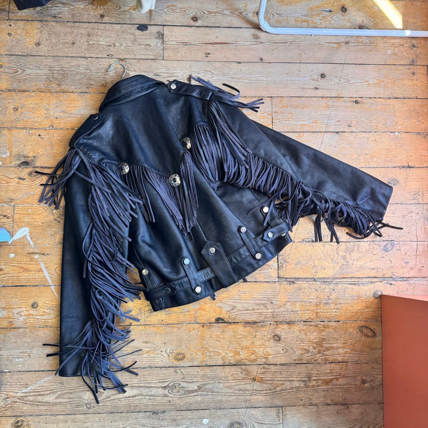 1980’s Finesmo Leather Fringe Biker Jacket Men’s M