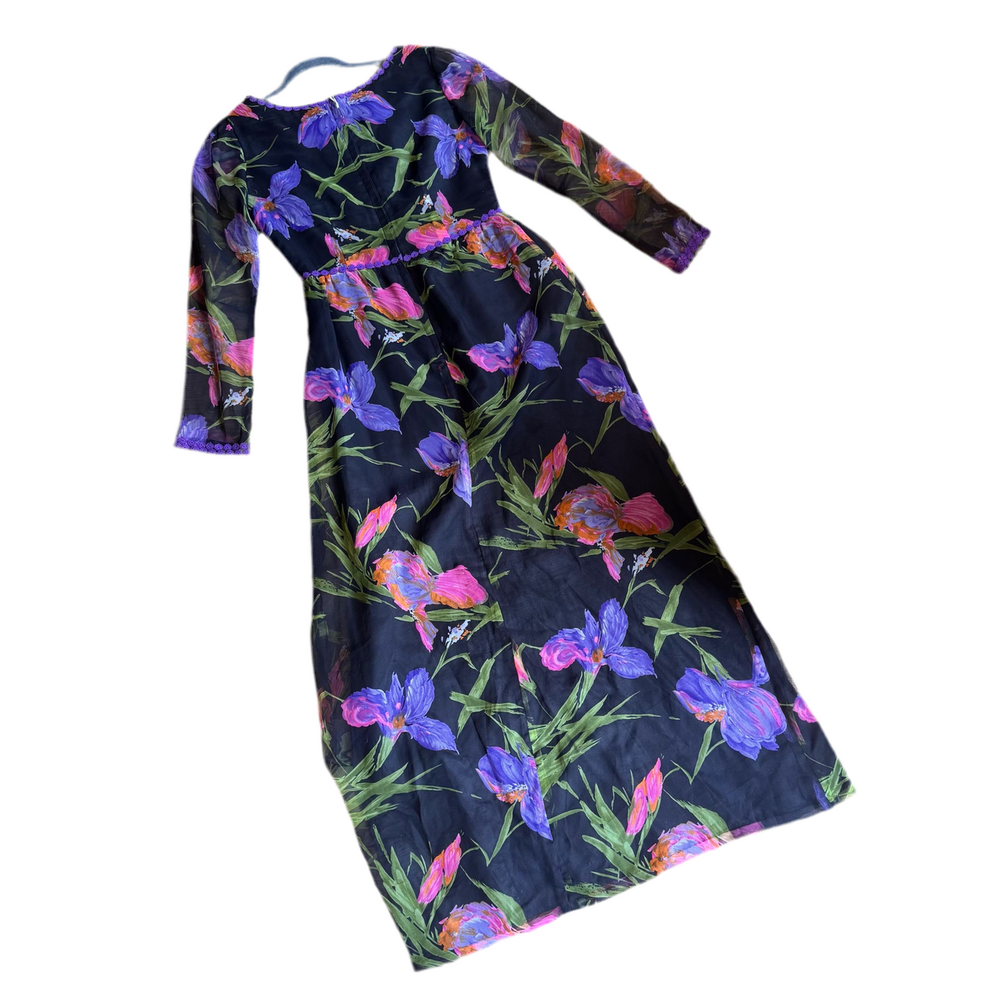 1960’s Tropical Floral Maxi Dress UK 8-10