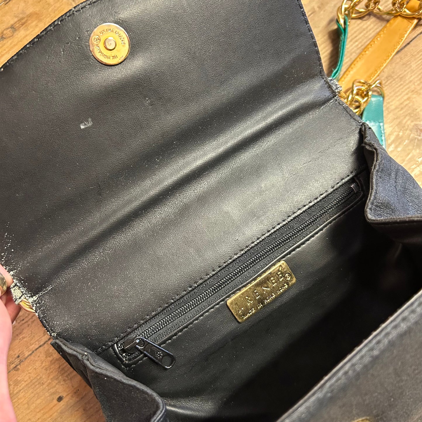 1980’s J.Renee Rainbow Leather & Embroidered Raw Silk Crossbody Bag