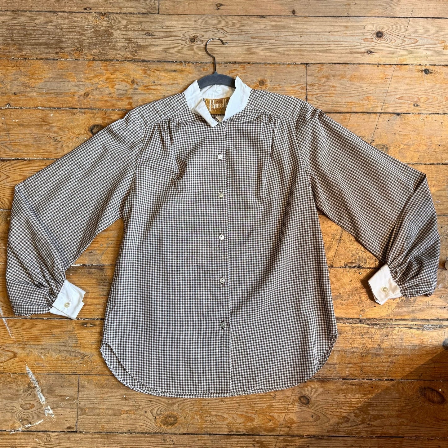 1950’s Puff Sleeve Gingham Blouse UK 14