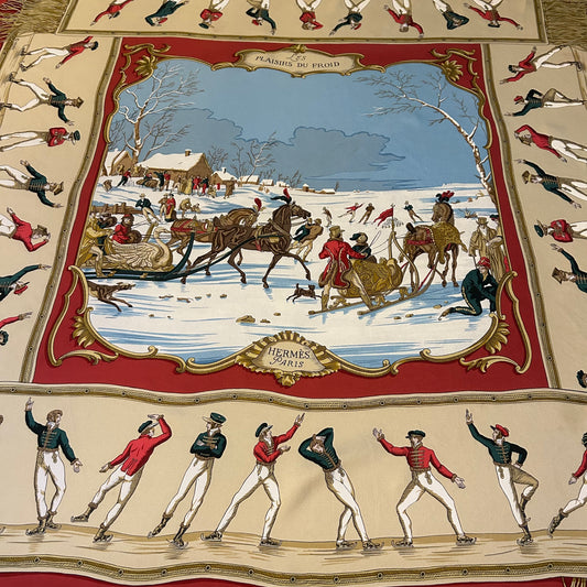 1991 Hermés Les Plaisirs Du Froid 90x90 Silk Scarf