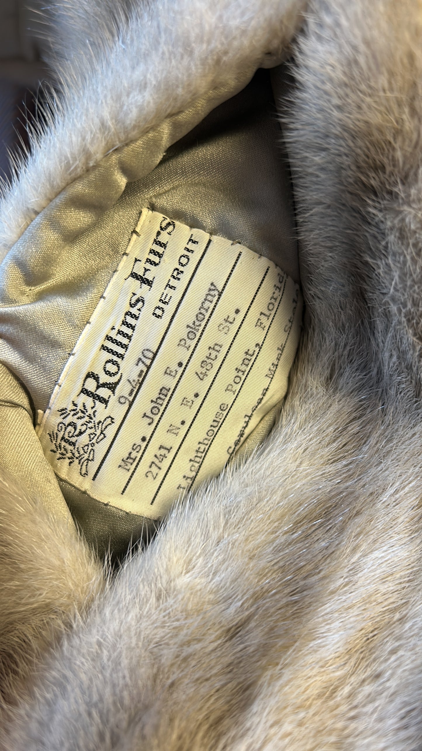 1970’s Rollins Furs Cerulean Mink Fur Cape