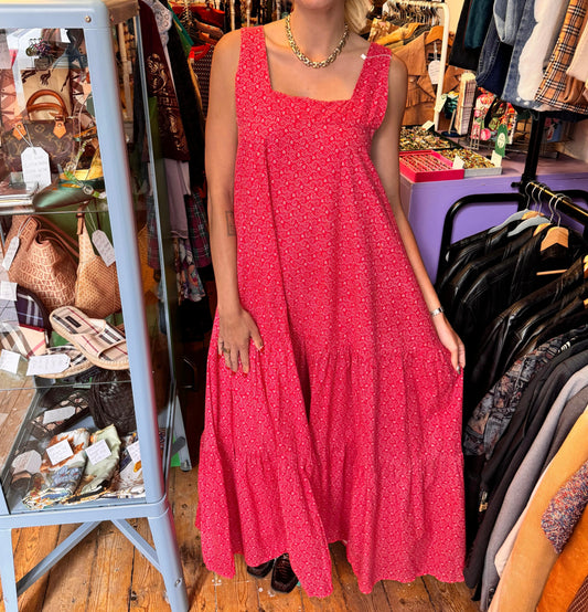 1970’s Ditsy Floral Layered Cotton Dress UK 10-12