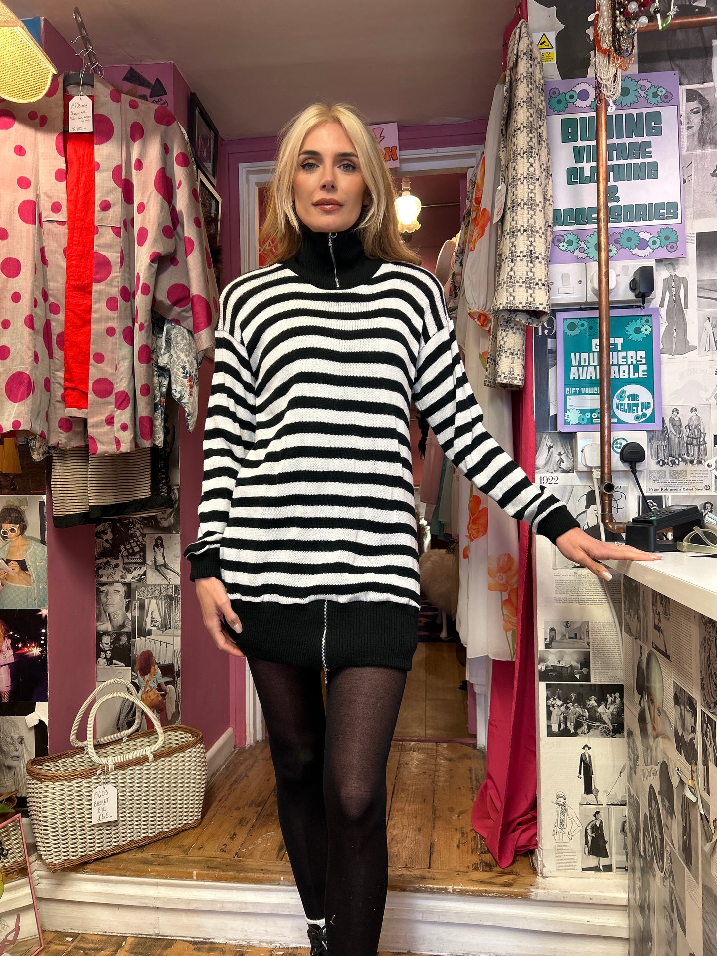1980’s Punk Stripe Jumper Dress UK One Size