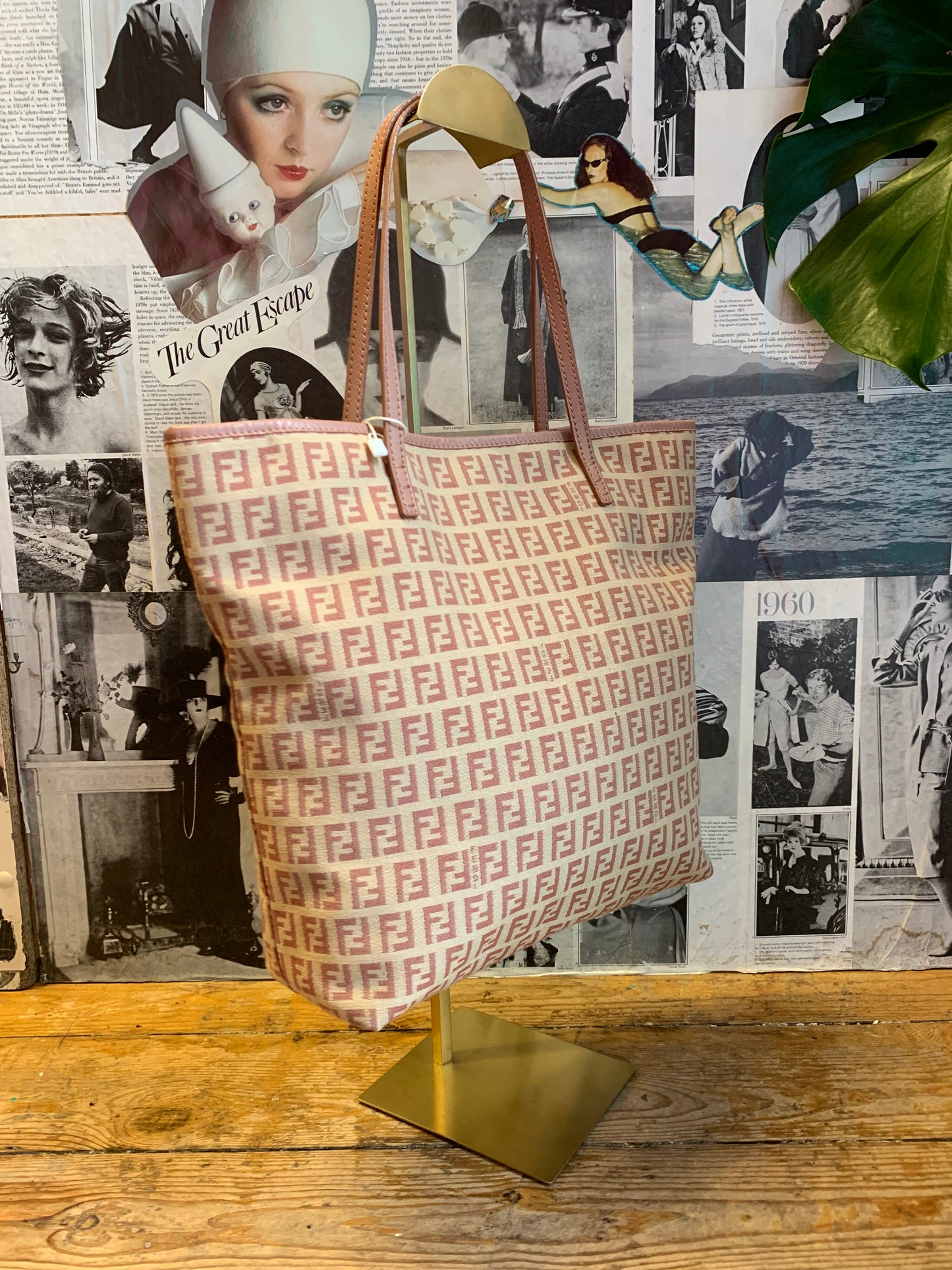Vintage Fendi Zuccino Pink Monogram Tote Bag