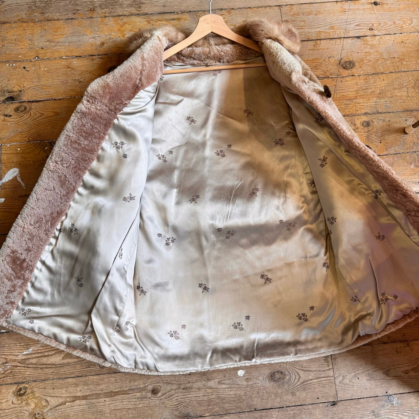 1960’s Sheepskin Coat With Mink Collar UK 10-12