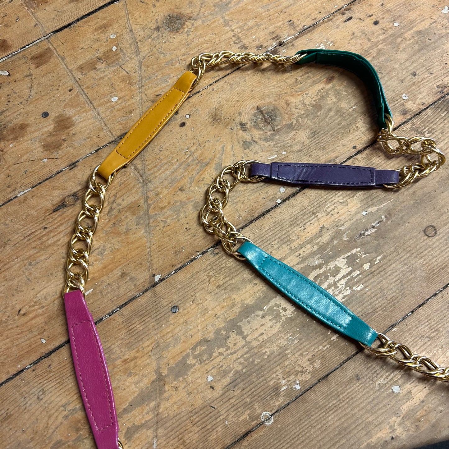 1980’s J.Renee Rainbow Leather & Embroidered Raw Silk Crossbody Bag