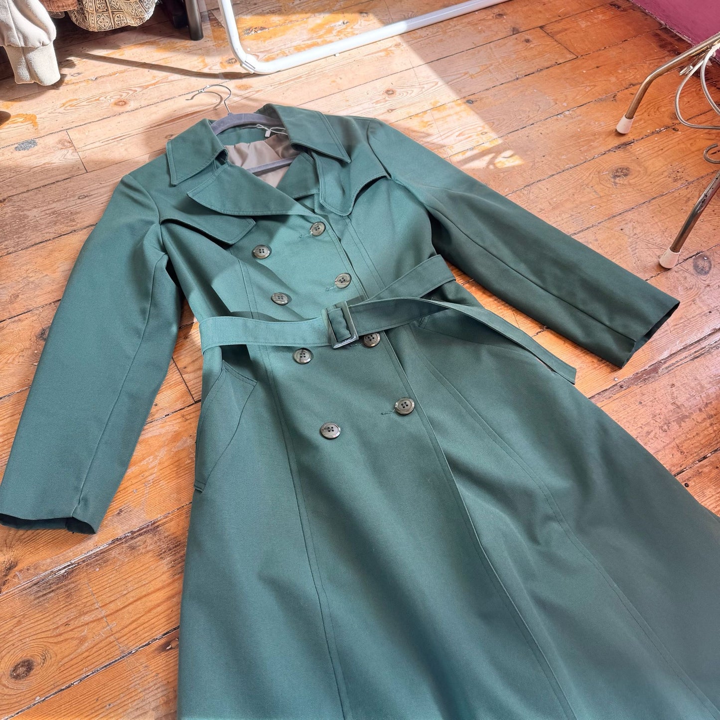 1970’s Bottle Green Double Breasted Mac UK 10-12