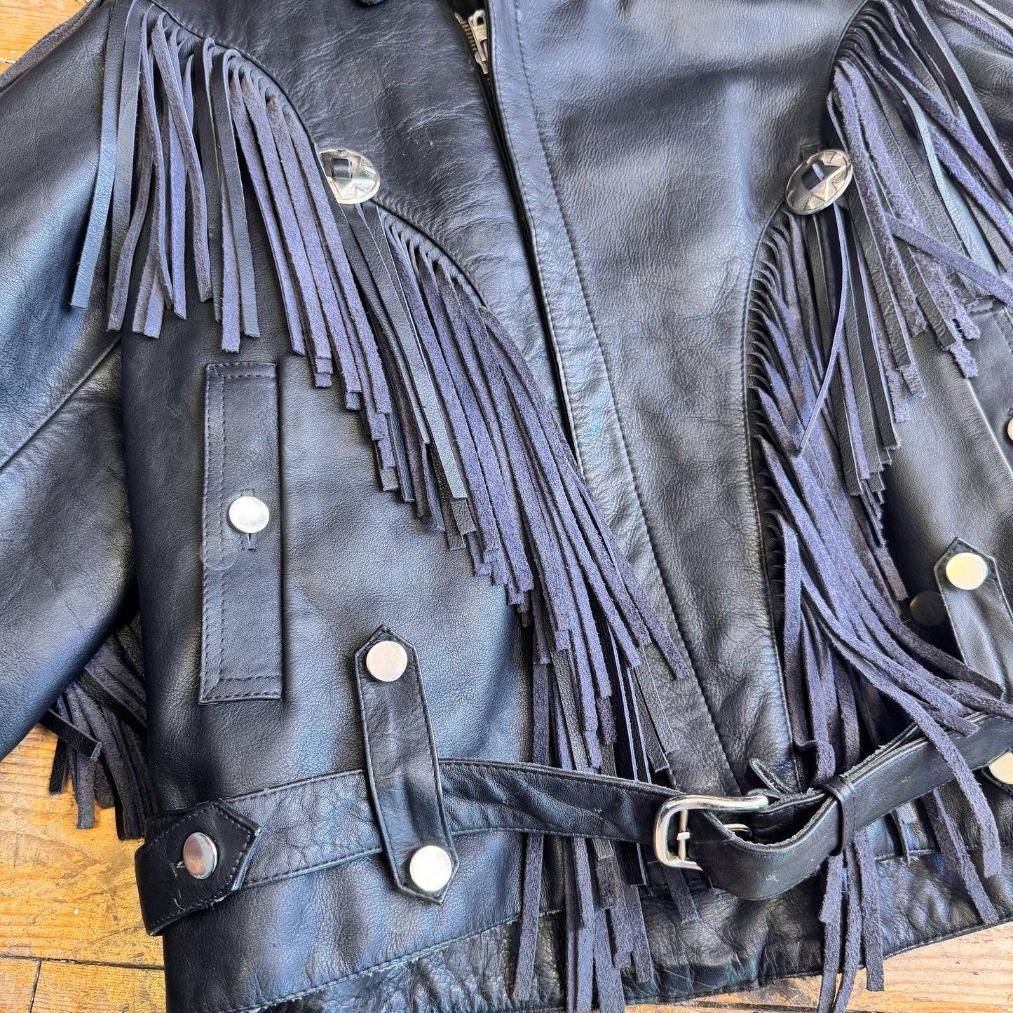 1980’s Finesmo Leather Fringe Biker Jacket Men’s M