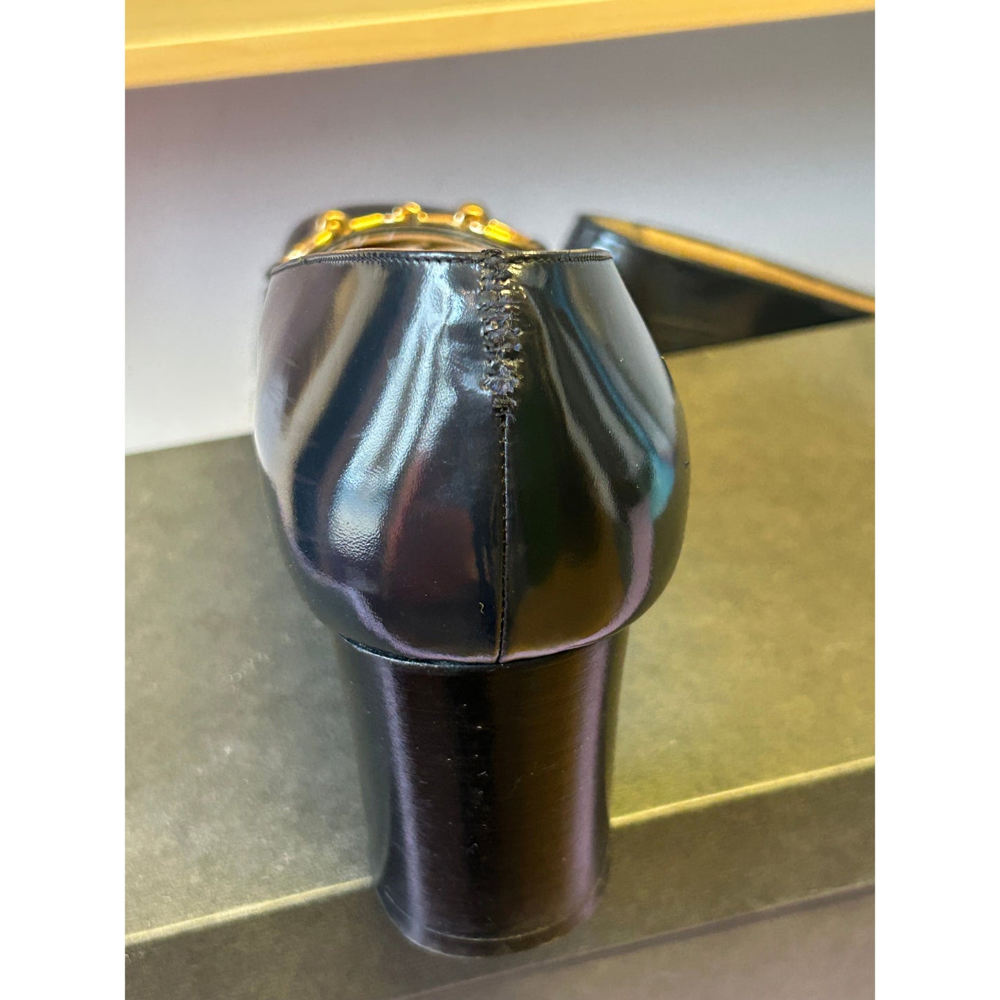 Gucci Black & Gold Horsebit Loafers UK 6.5