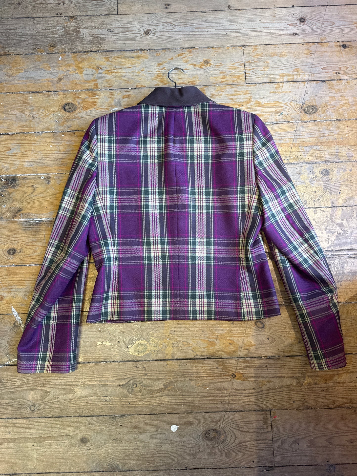 Vintage contrast collar check blazer UK 12-14