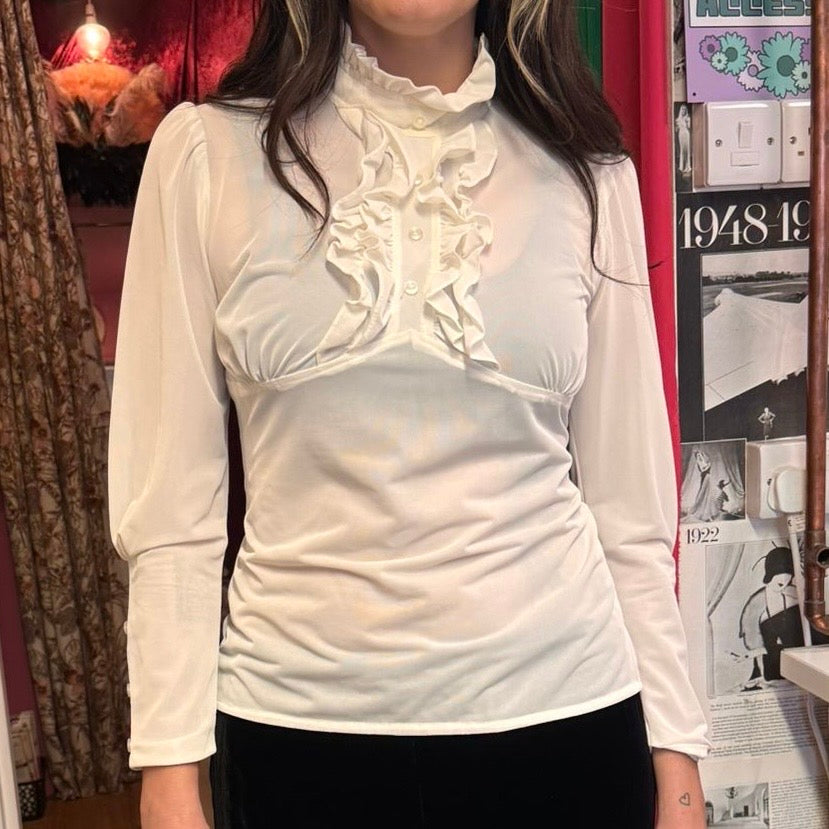 1960’s Frilly Nylon Blouse UK 12