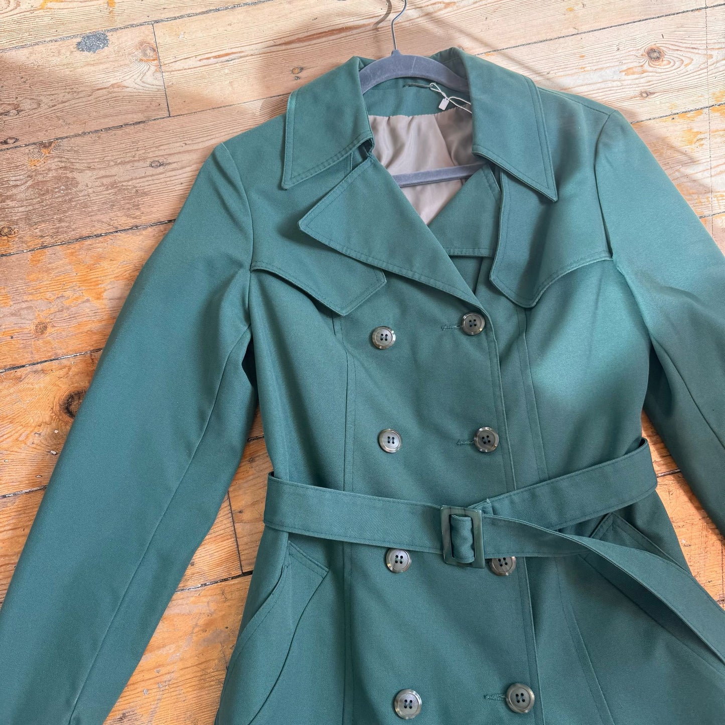 1970’s Bottle Green Double Breasted Mac UK 10-12