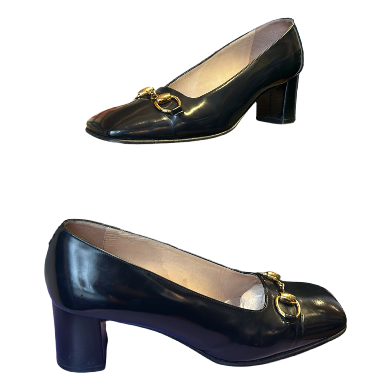 Gucci Black & Gold Horsebit Loafers UK 6.5
