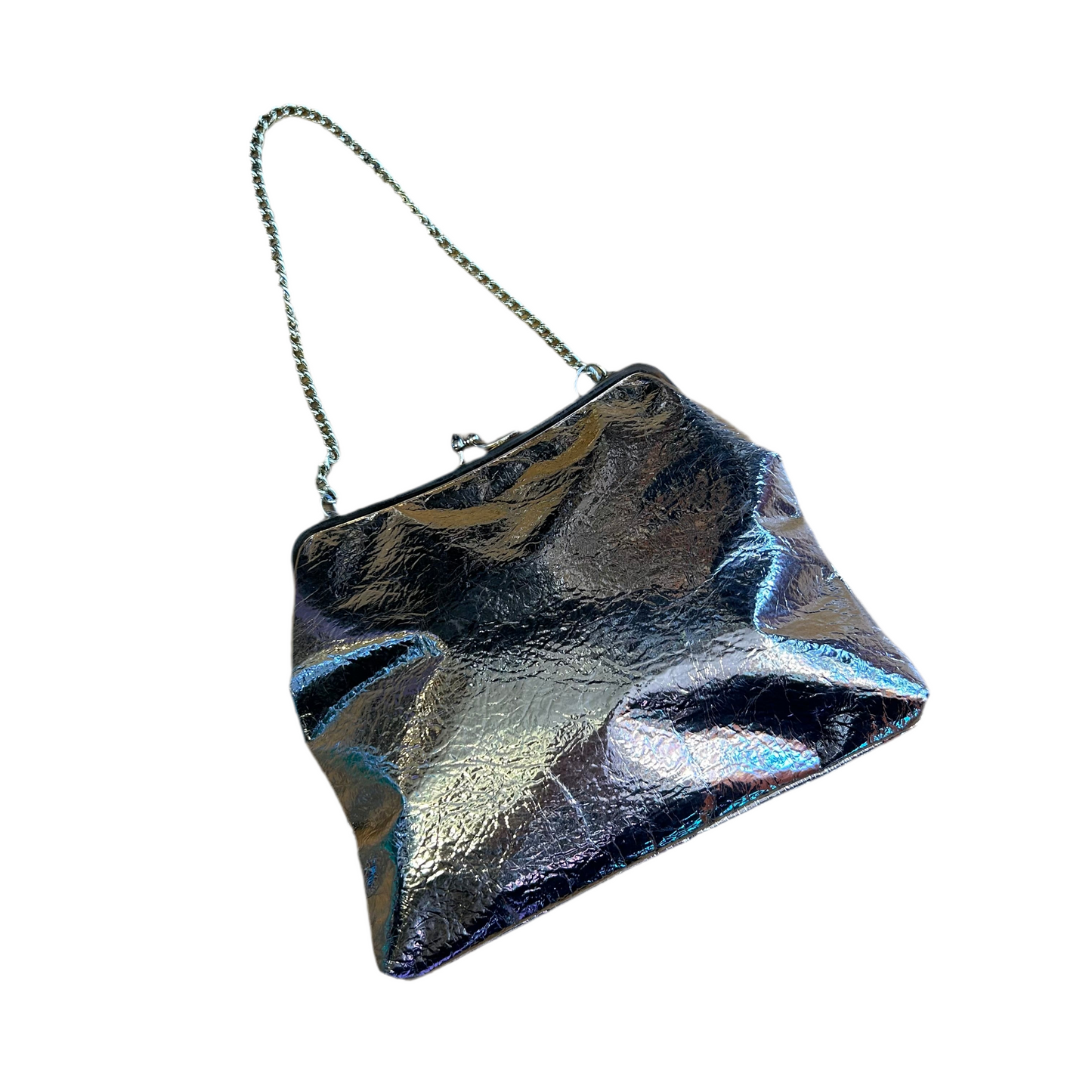 1960’s Metallic Pale Gold Kiss Clasp Bag