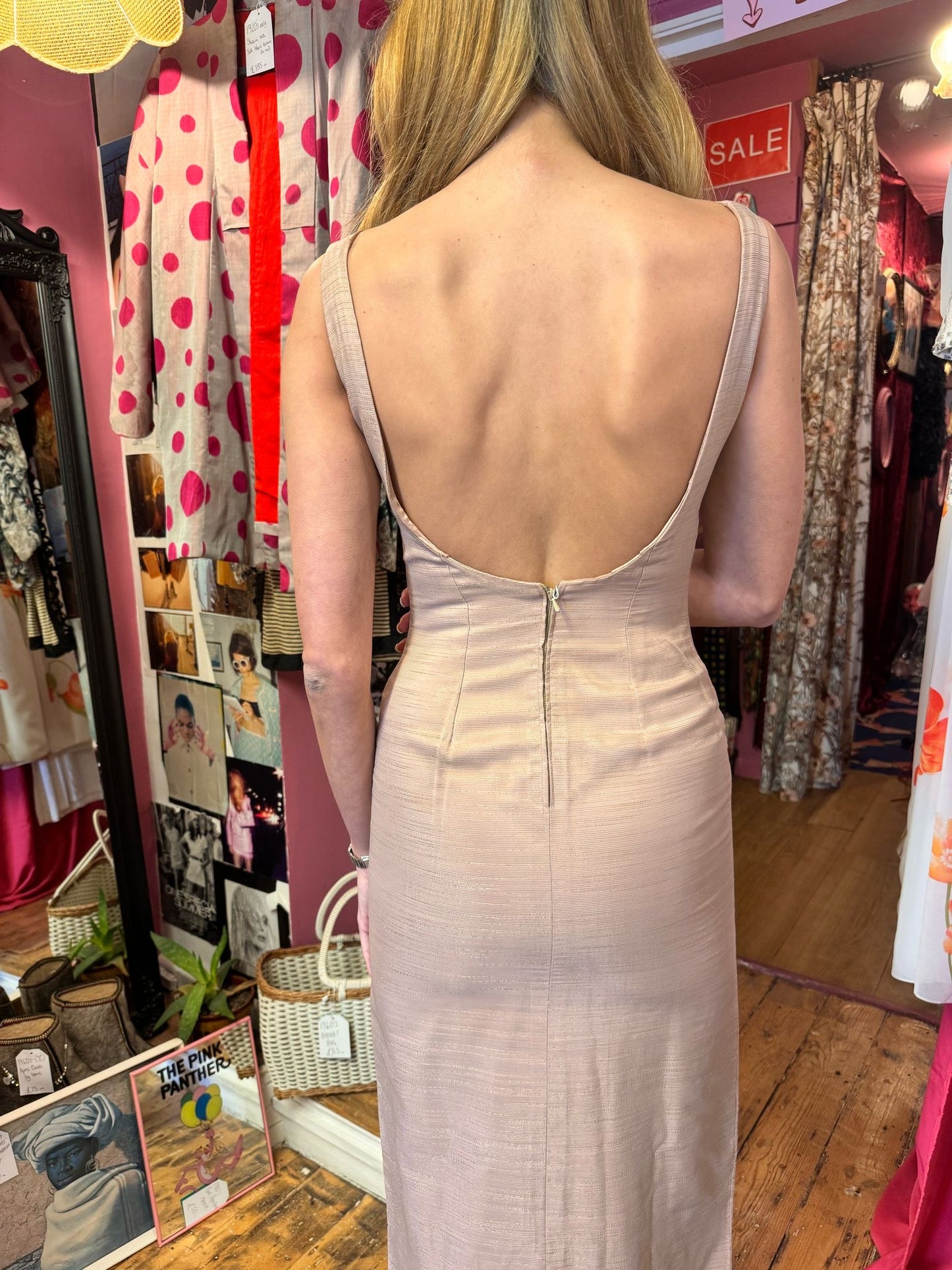 1960’s Appliqué Detail Fine Mesh Dress UK 8