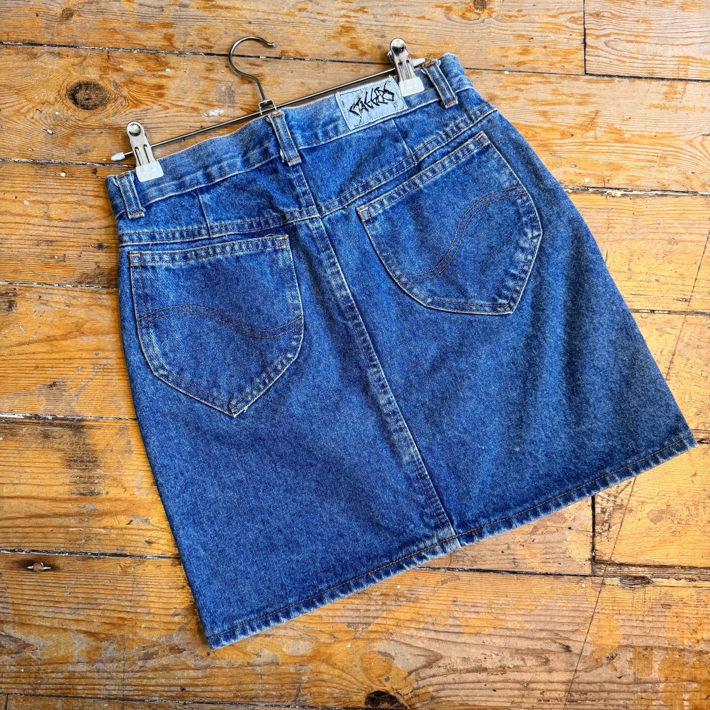 1990’s Staggers Washed Denim Mini Skirt UK 10