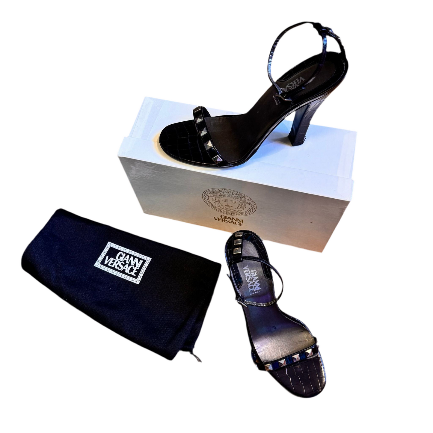 1990’s Gianni Versace Studded Croc Sandals UK 5