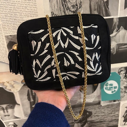 1980’s Escada Suede Embroidered Crossbody Bag