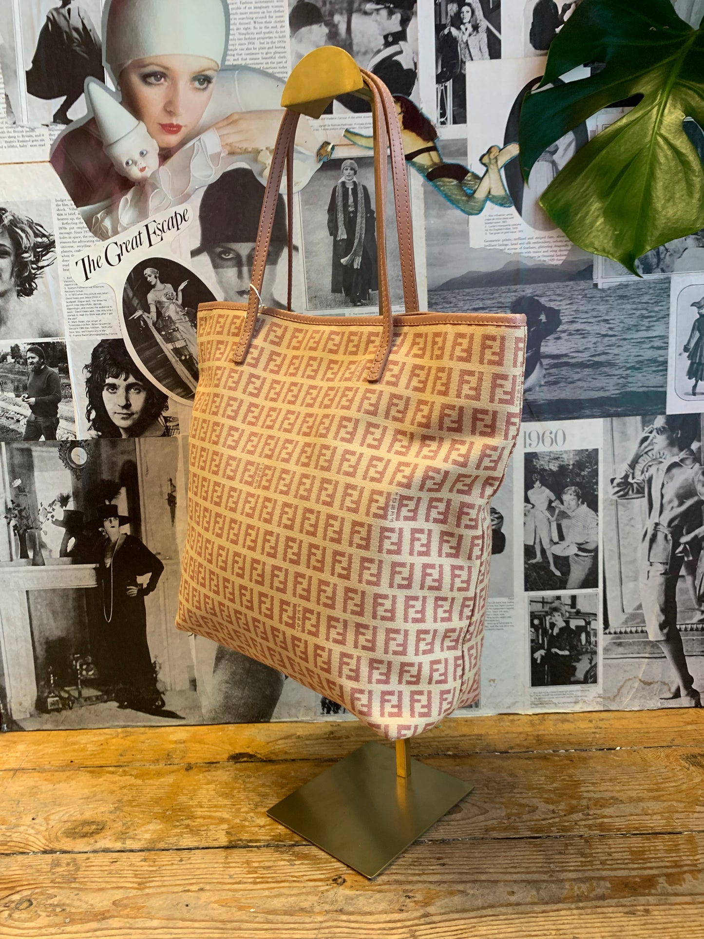 Vintage Fendi Zuccino Pink Monogram Tote Bag