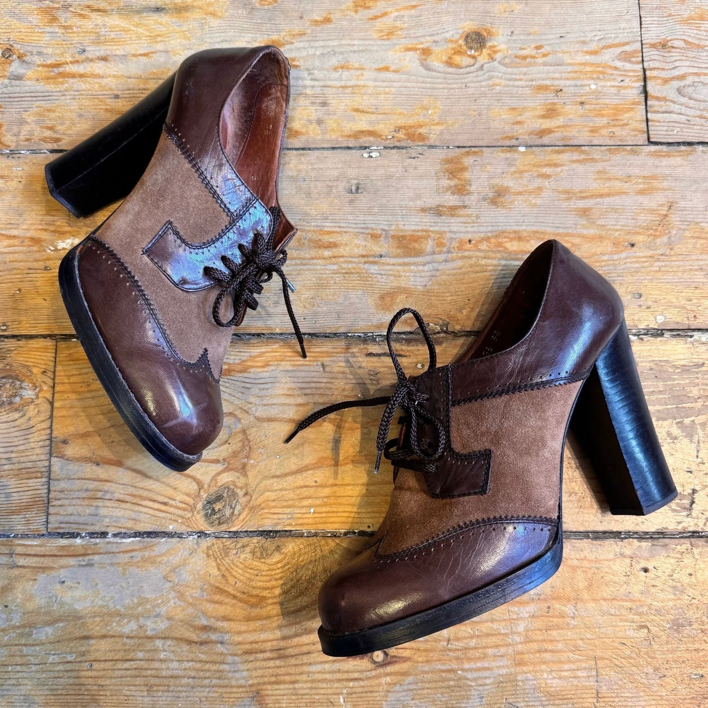 1970’s Russell & Bromley Platform Suede & Leather Heels UK 5