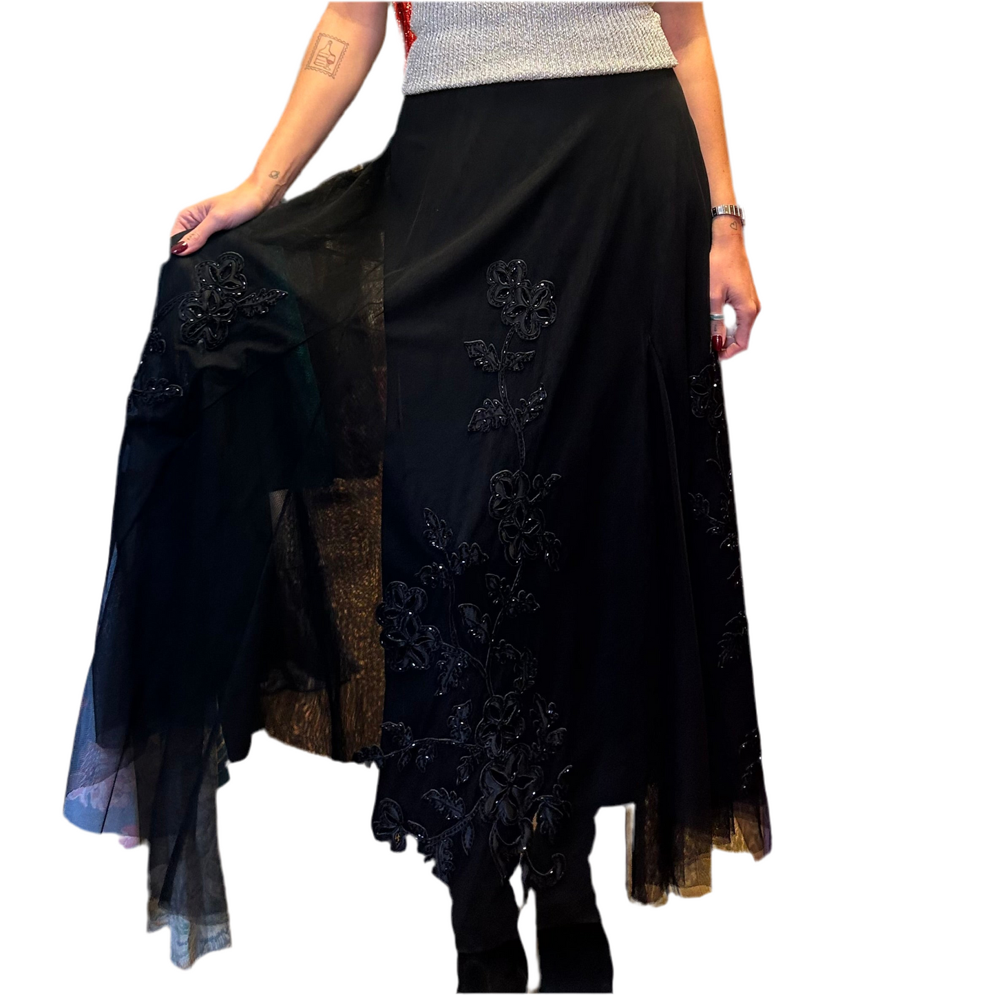 1980’s Beaded Mesh Tutu Maxi Skirt UK 10