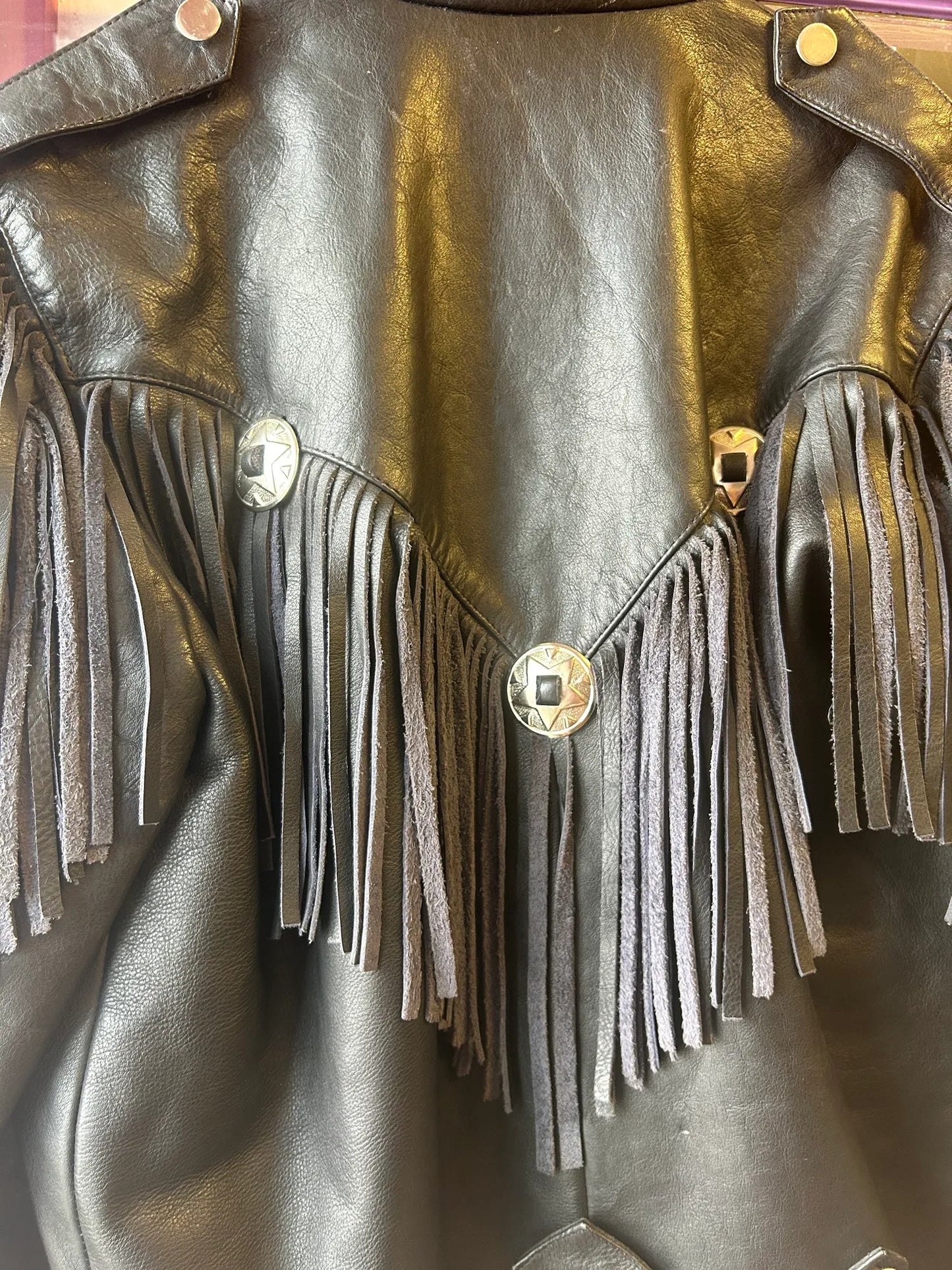 1980’s Finesmo Leather Fringe Biker Jacket Men’s M