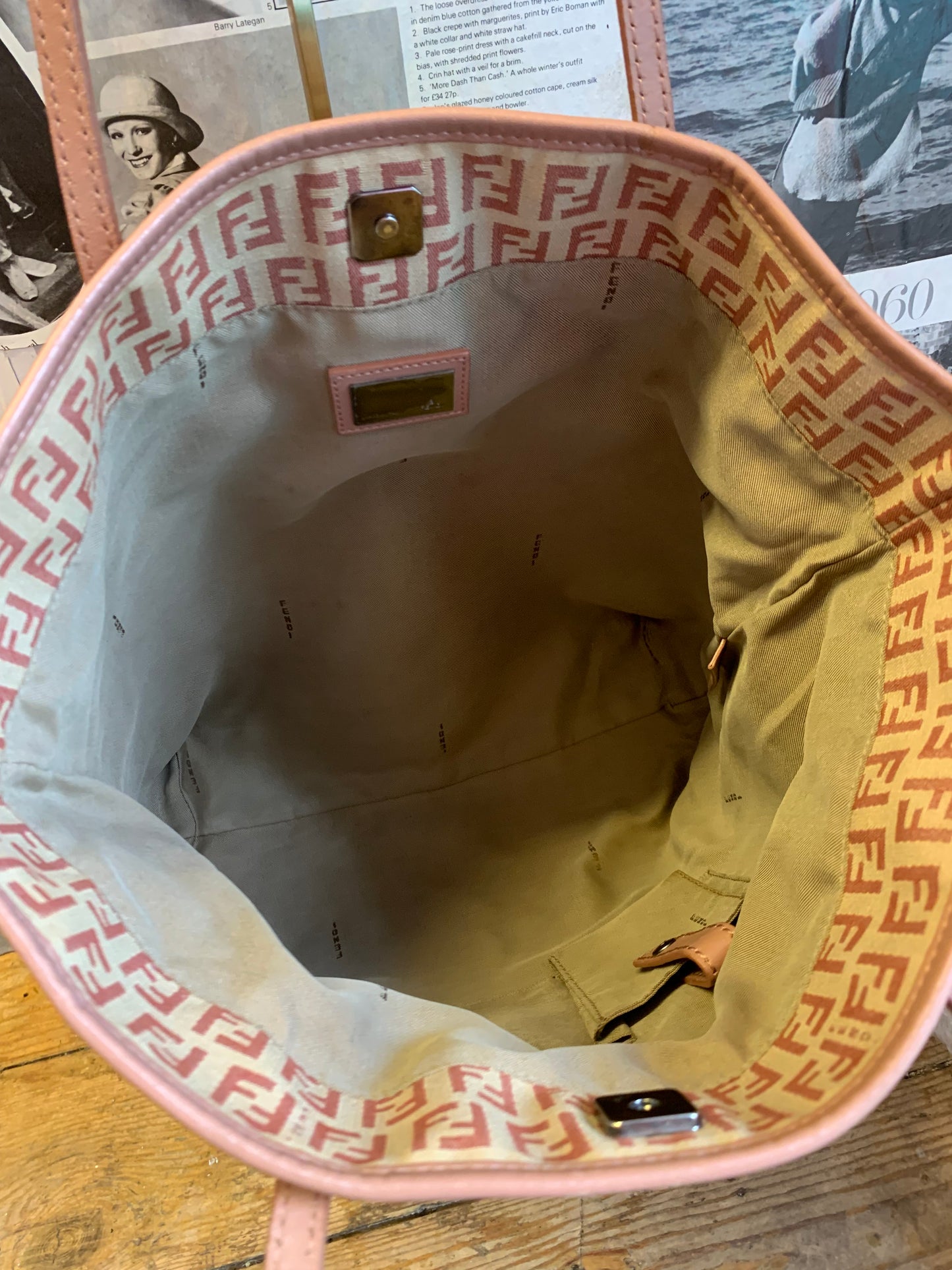 Vintage Fendi Zuccino Pink Monogram Tote Bag