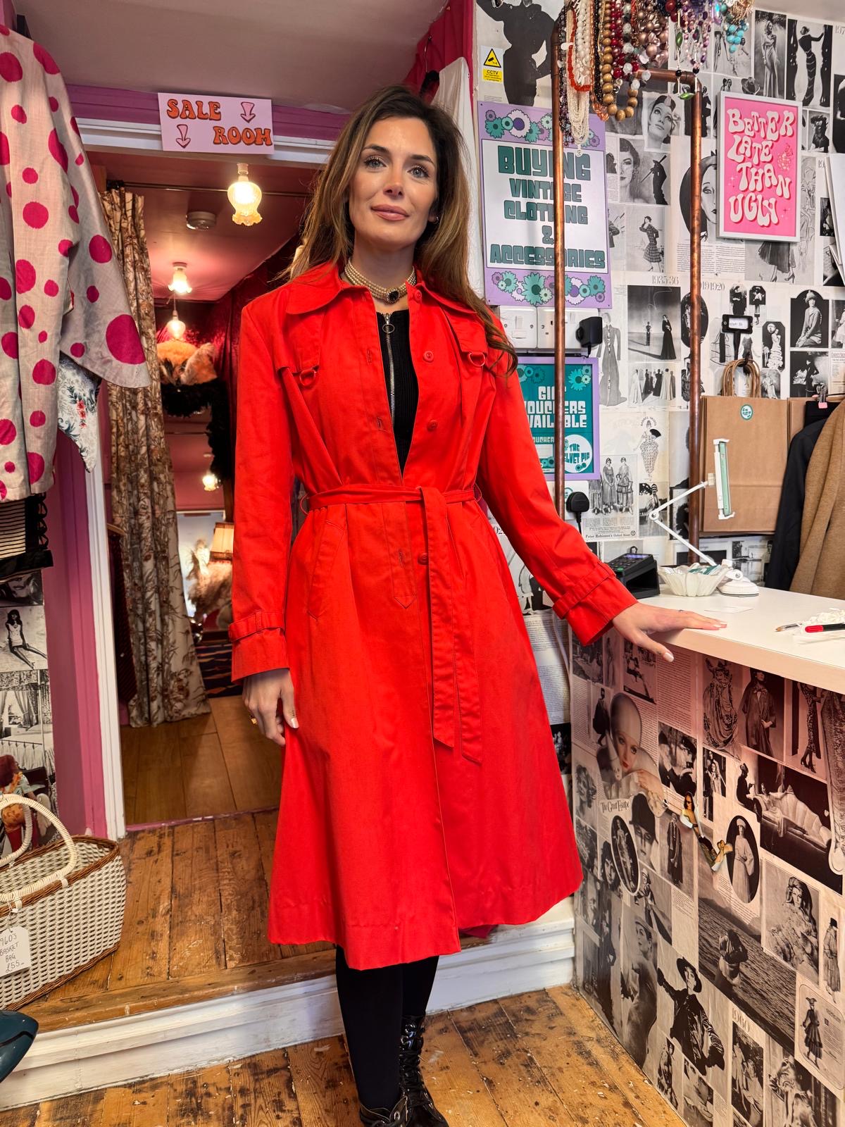 1960’s Bright Red Belted Mac UK 10-12