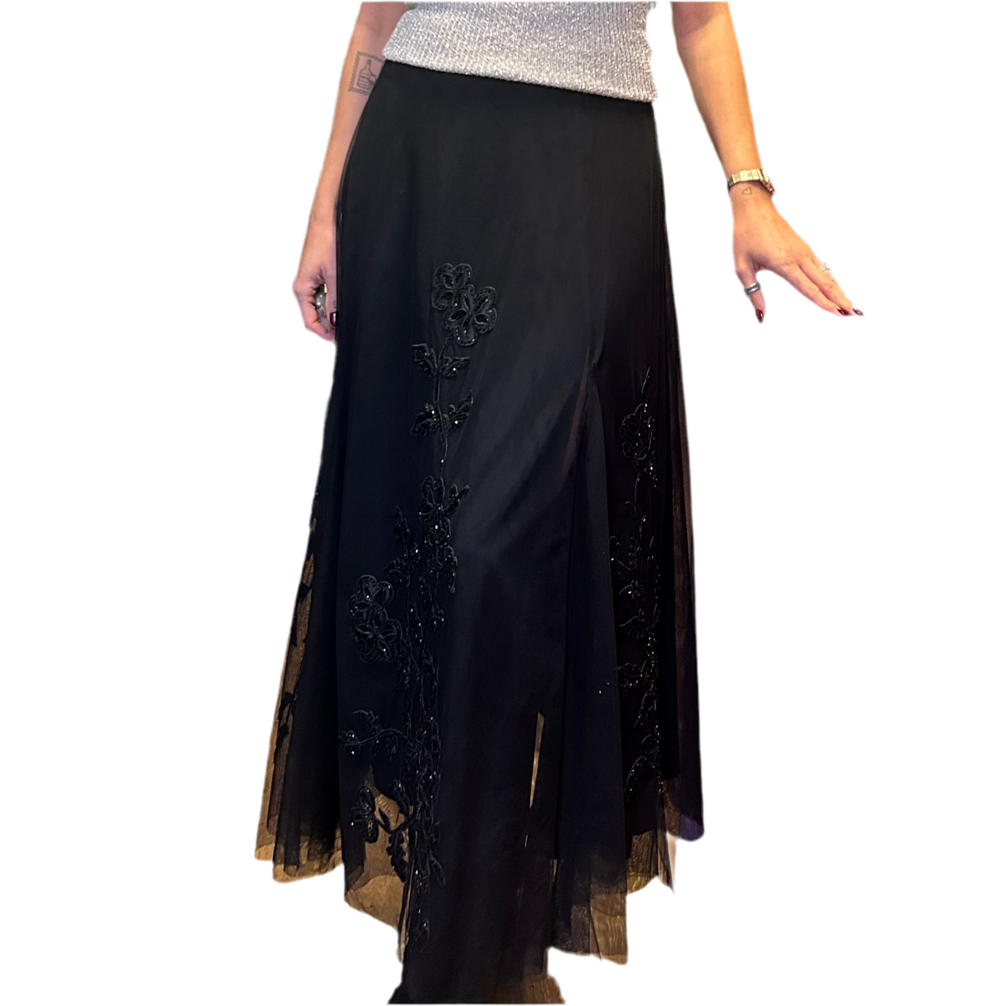 1980’s Beaded Mesh Tutu Maxi Skirt UK 10
