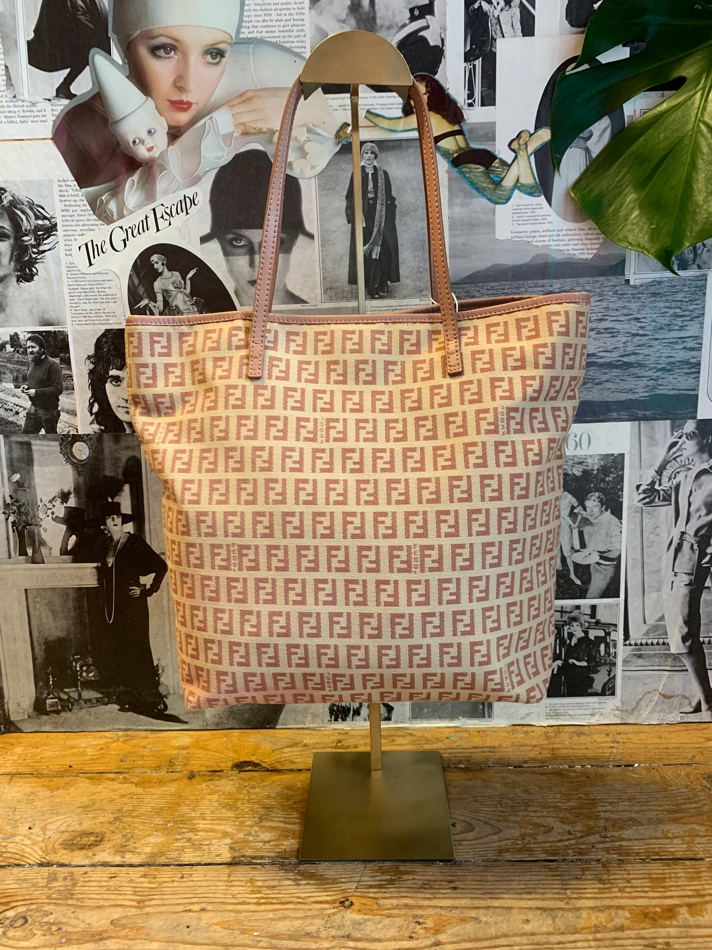 Vintage Fendi Zuccino Pink Monogram Tote Bag