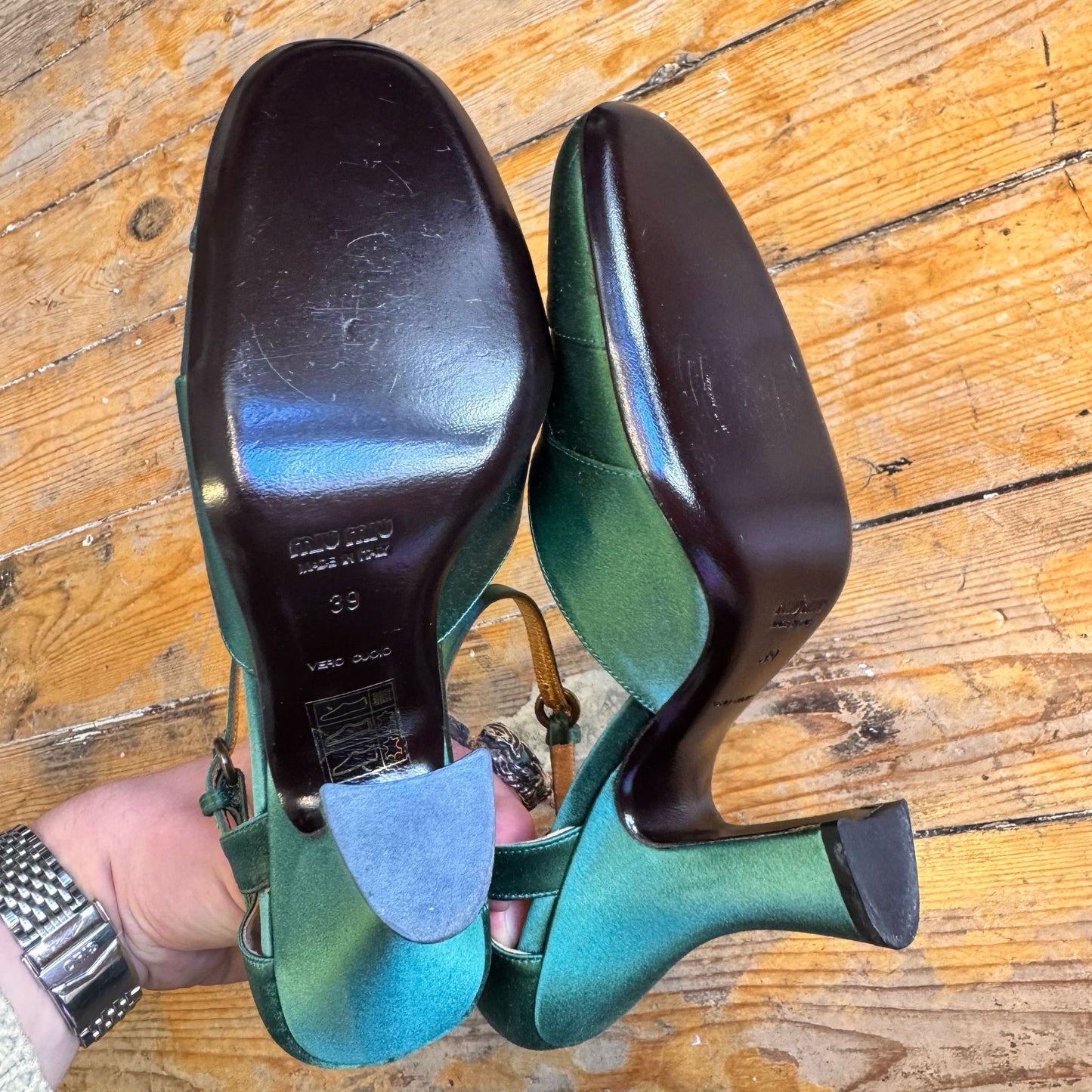 Miu Miu Green Satin Pumps UK 6