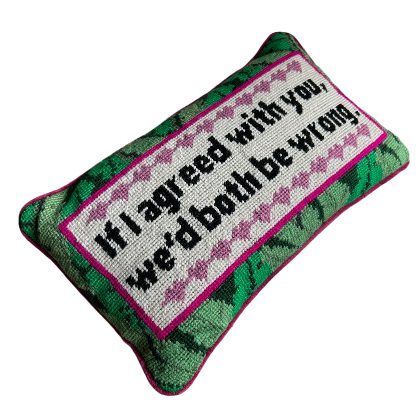 Both be Wrong Needlepoint Cushion by Furbish Studio