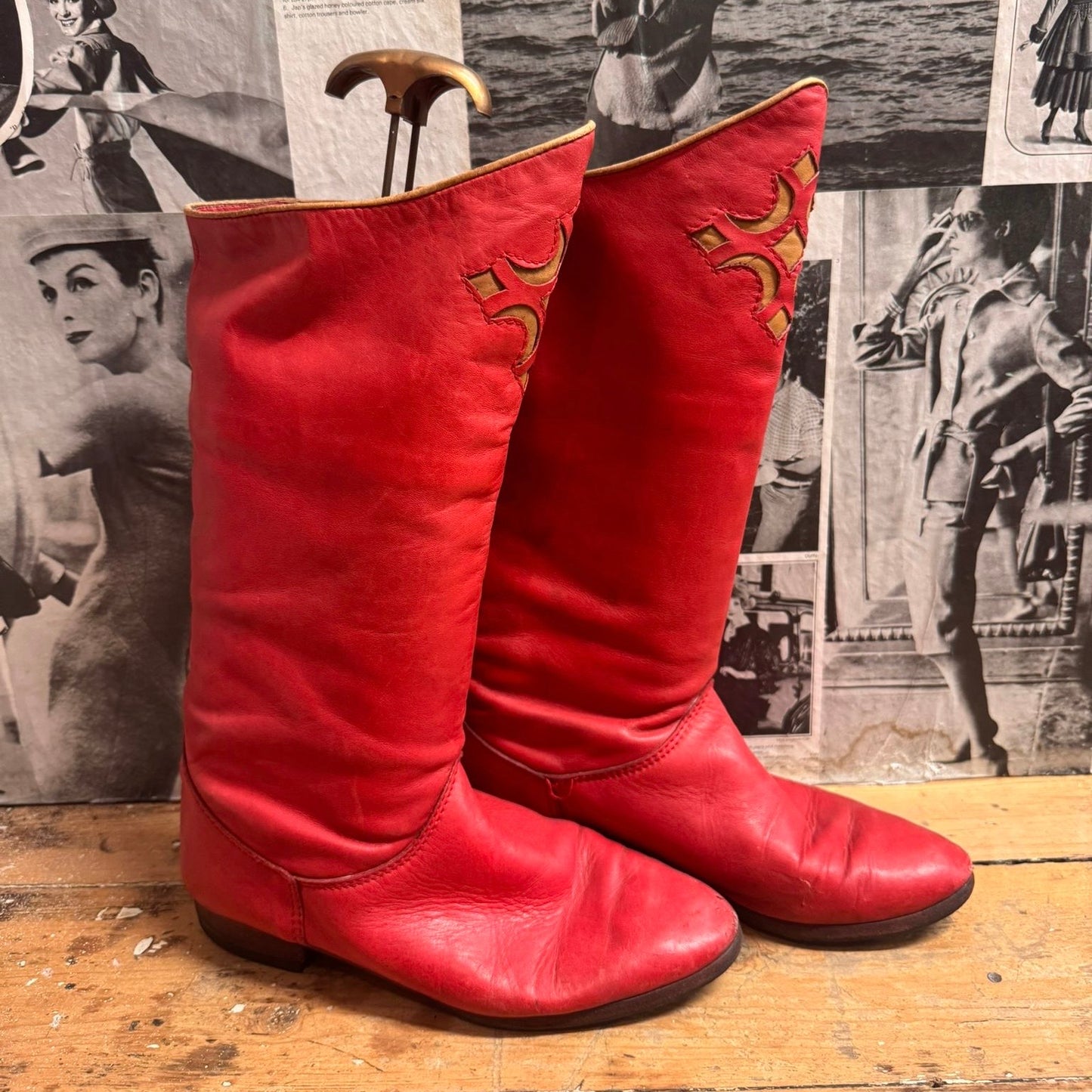 1980’s Italian Leather Western Cowboy Style Boots UK 4.5
