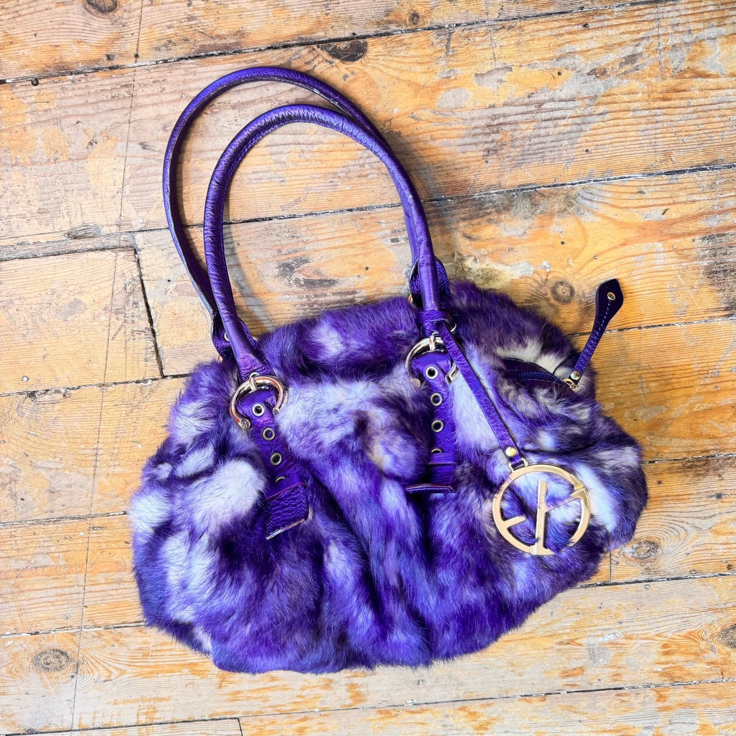 1990’s Francesco Biasia Two Tone Rabbit Fur Bag