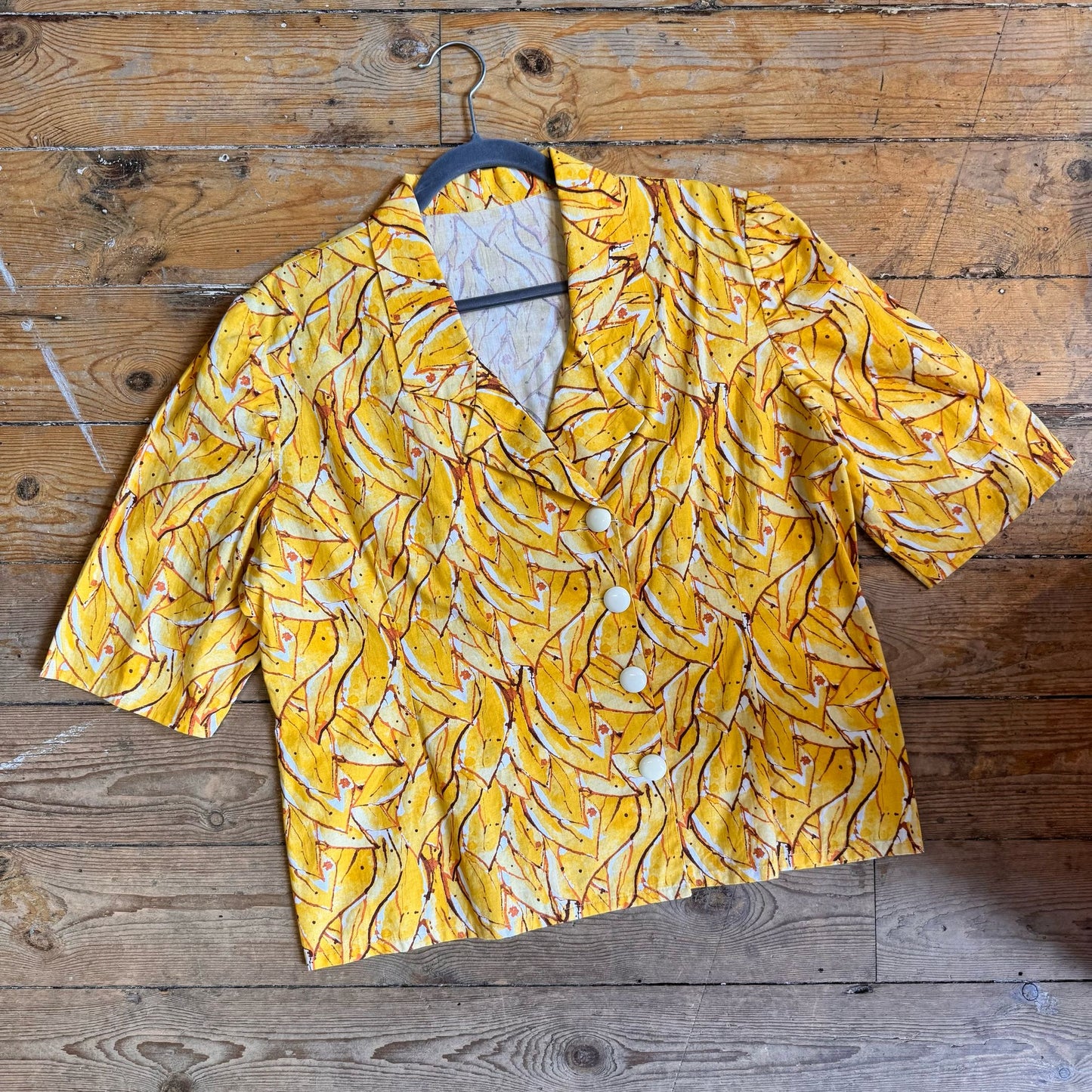 1950’s Abstract Leaf Print Jacket UK 16-18