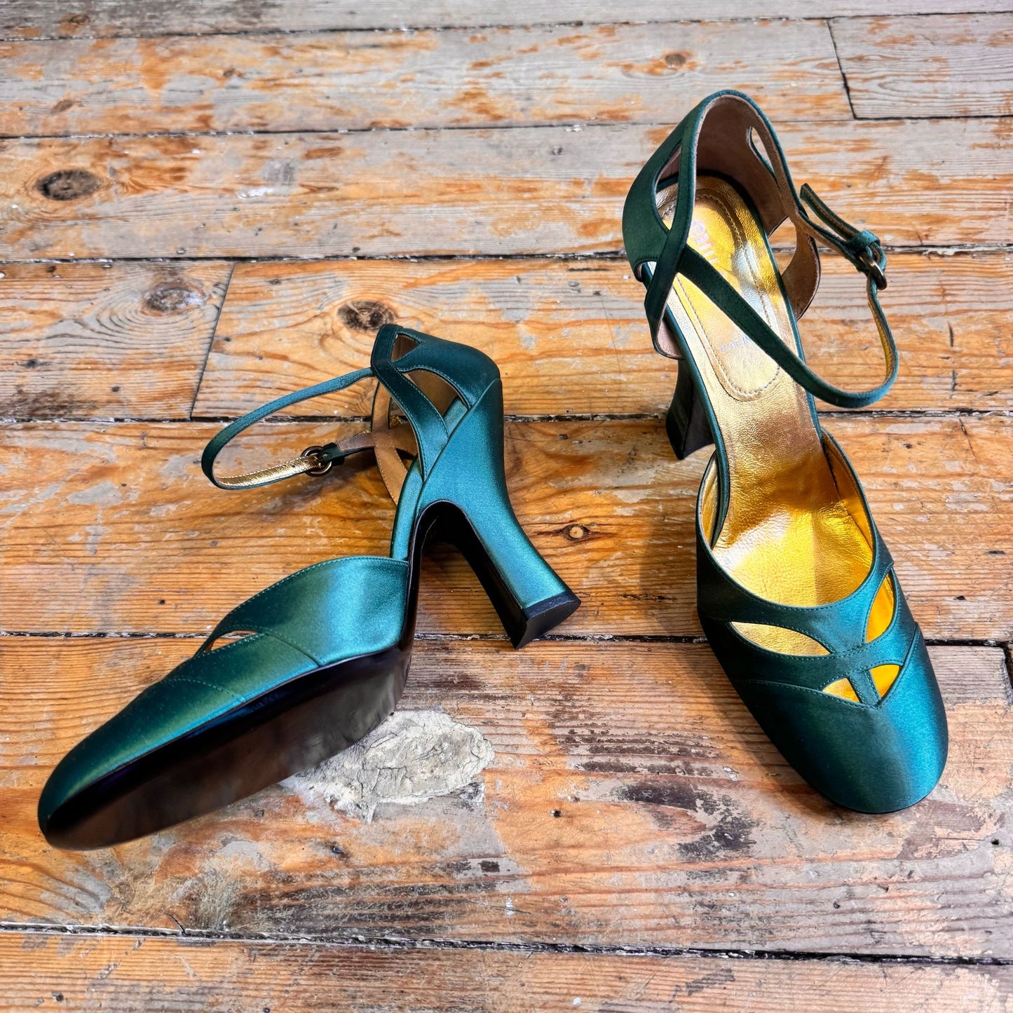 Miu Miu Green Satin Pumps UK 6