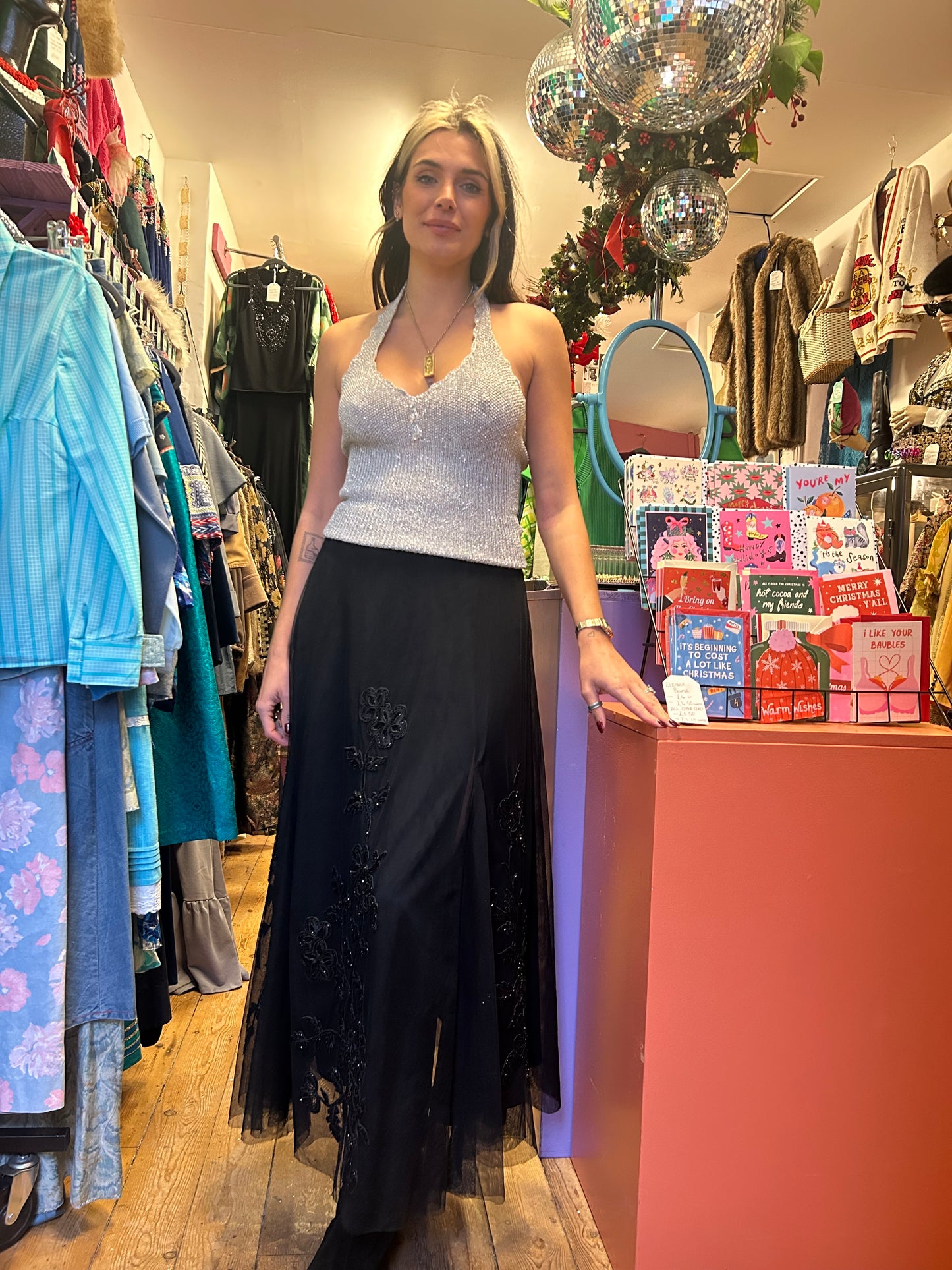 1980’s Beaded Mesh Tutu Maxi Skirt UK 10