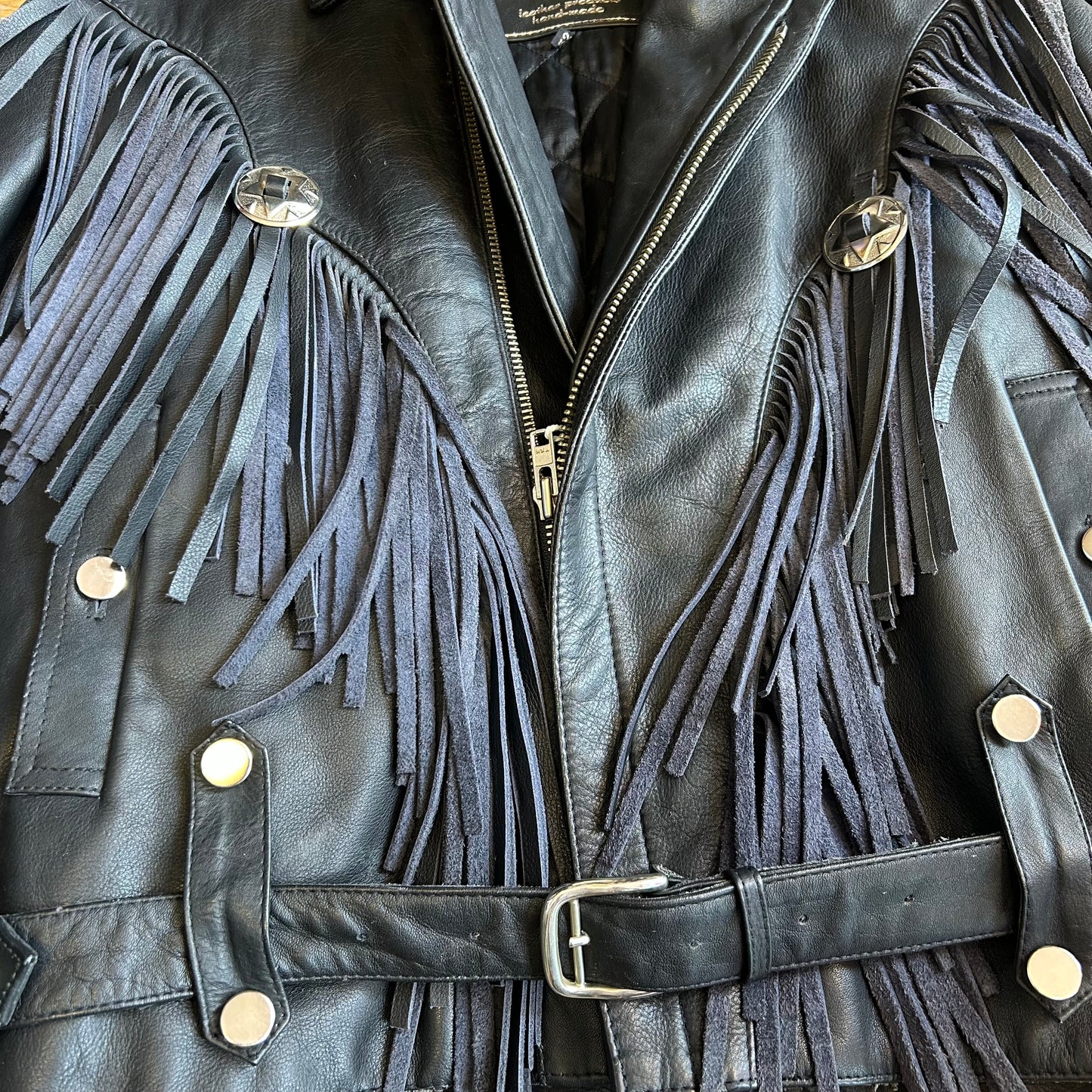 1980’s Finesmo Leather Fringe Biker Jacket Men’s M