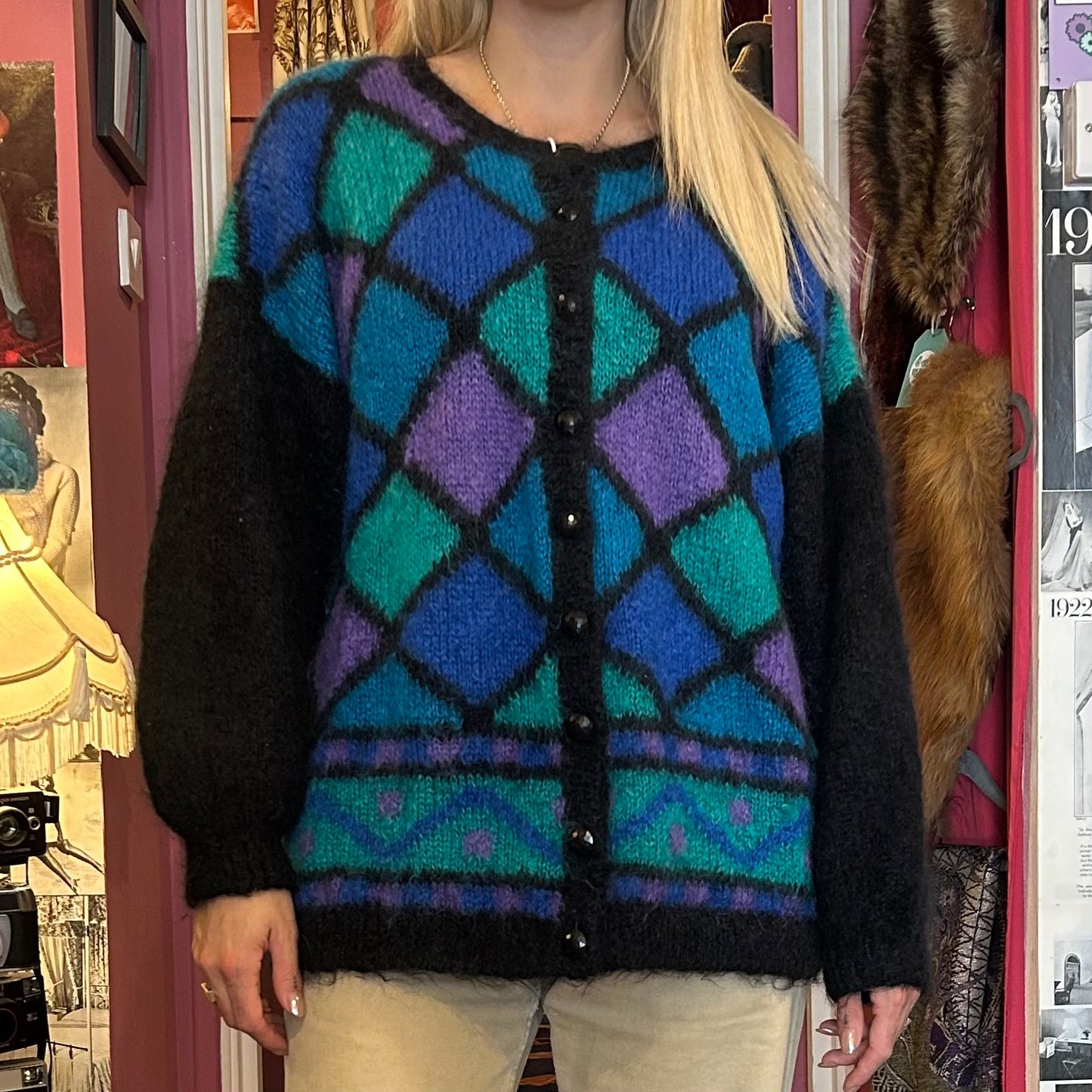 1980’s Geometric Mohair Cardigan One Size