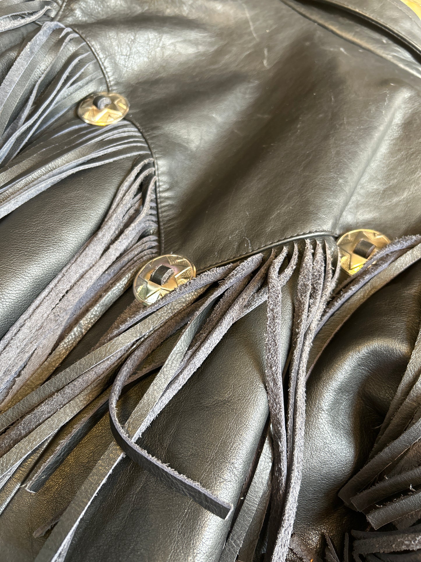 1980’s Finesmo Leather Fringe Biker Jacket Men’s M