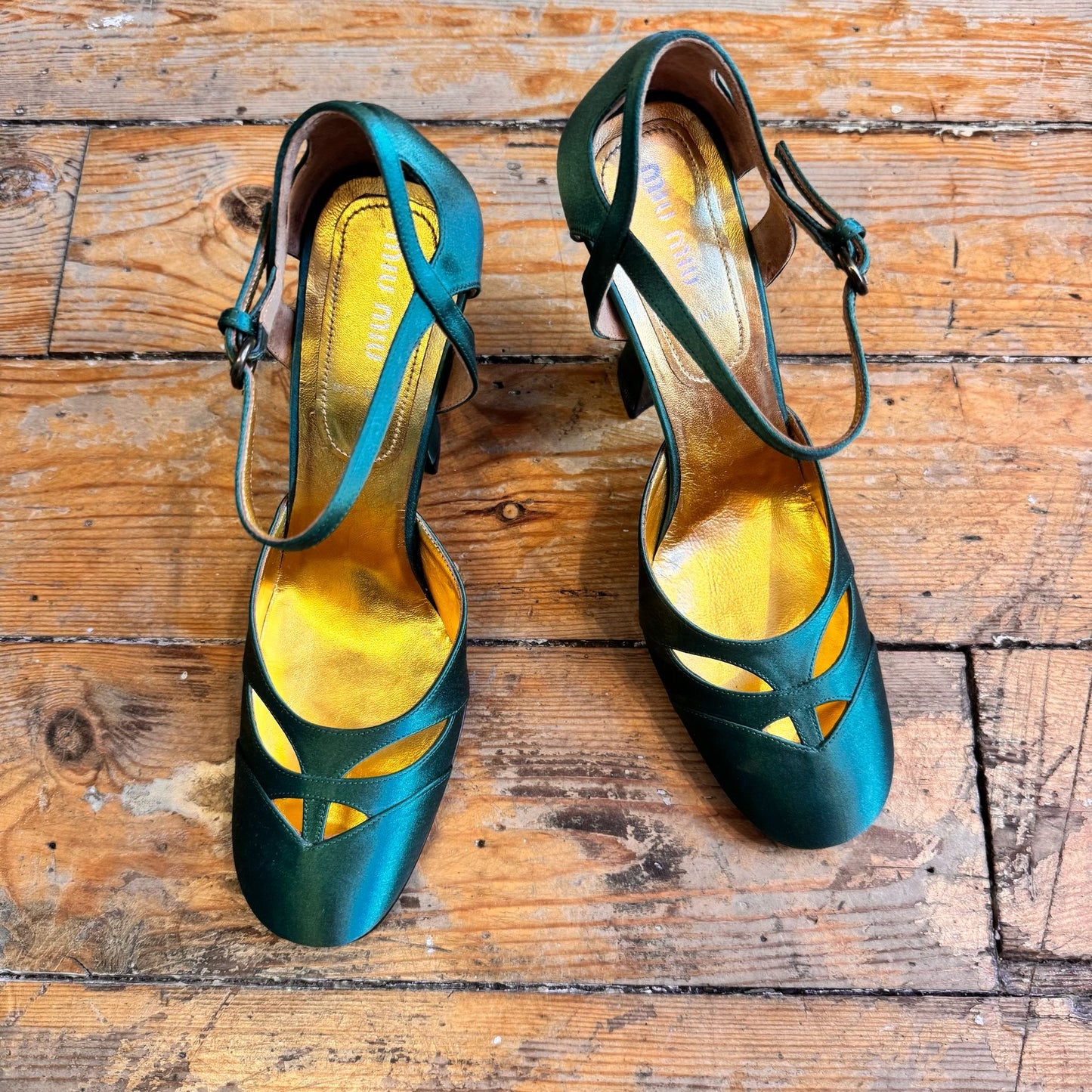 Miu Miu Green Satin Pumps UK 6